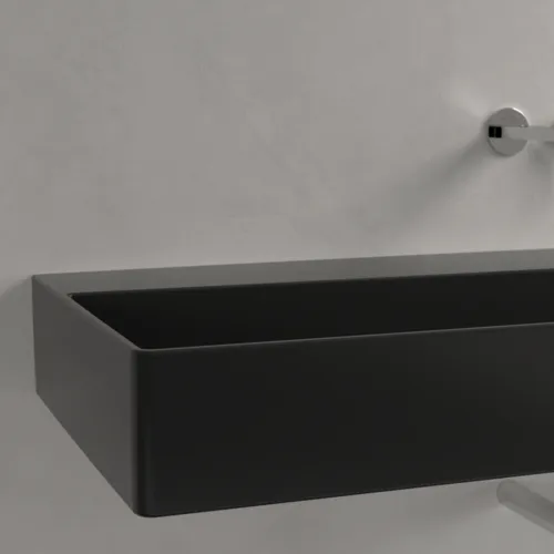 Bild von VILLEROY BOCH Memento 2.0 Waschbecken, 1200 x 470 x 150 mm, Pure Black CeramicPlus, ohne Überlauf, Unterseite geschliffen #4A22CFR7