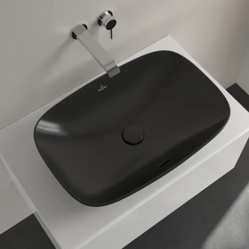 Bild von VILLEROY BOCH Loop & Friends Aufsatzwaschbecken, 620 x 420 x 120 mm, Ebony CeramicPlus, mit Überlauf #4A5000S5