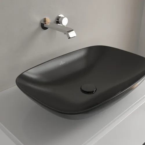 Bild von VILLEROY BOCH Loop & Friends Aufsatzwaschbecken, 620 x 420 x 120 mm, Ebony CeramicPlus, mit Überlauf #4A5000S5