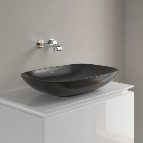 Bild von VILLEROY BOCH Loop & Friends Aufsatzwaschbecken, 620 x 420 x 120 mm, Ebony CeramicPlus, mit Überlauf #4A5000S5