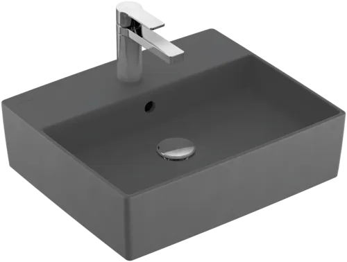 Bild von VILLEROY BOCH Memento 2.0 Aufsatzwaschbecken, 498 x 420 x 139 mm, Graphite CeramicPlus, mit Überlauf #4A0750I4