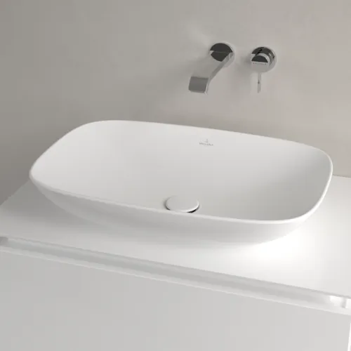 Bild von VILLEROY BOCH Loop & Friends Aufsatzwaschbecken, 620 x 420 x 120 mm, Stone White CeramicPlus, mit Überlauf #4A5000RW