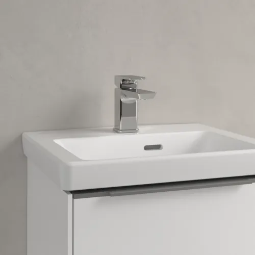 Bild von VILLEROY BOCH Subway 3.0 Handwaschbecken, 450 x 370 x 145 mm, Stone White CeramicPlus, mit Überlauf #4370FKRW