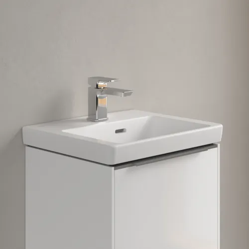 Bild von VILLEROY BOCH Subway 3.0 Handwaschbecken, 450 x 370 x 145 mm, Stone White CeramicPlus, mit Überlauf #4370FKRW