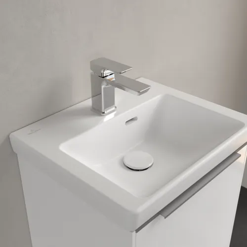 Bild von VILLEROY BOCH Subway 3.0 Handwaschbecken, 450 x 370 x 145 mm, Stone White CeramicPlus, mit Überlauf #4370FKRW