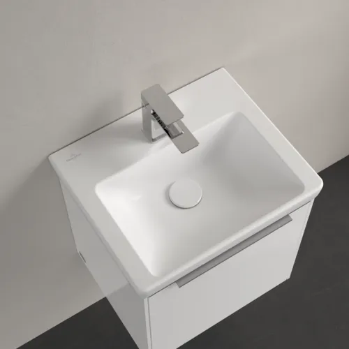Bild von VILLEROY BOCH Subway 3.0 Handwaschbecken, 450 x 370 x 145 mm, Stone White CeramicPlus, mit Überlauf #4370FKRW