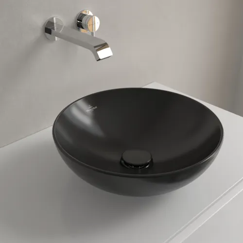 Bild von VILLEROY BOCH Loop & Friends Aufsatzwaschbecken, 380 x 380 x 120 mm, Ebony CeramicPlus, ohne Überlauf #4A4501S5