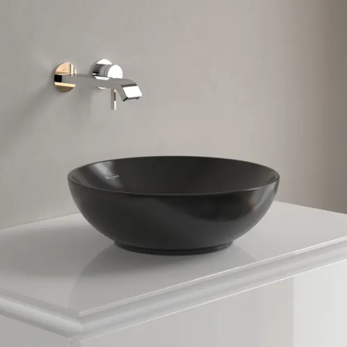 Bild von VILLEROY BOCH Loop & Friends Aufsatzwaschbecken, 380 x 380 x 120 mm, Ebony CeramicPlus, ohne Überlauf #4A4501S5