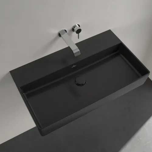 Bild von VILLEROY BOCH Memento 2.0 Waschbecken, 800 x 470 x 140 mm, Pure Black CeramicPlus, ohne Überlauf #4A2283R7