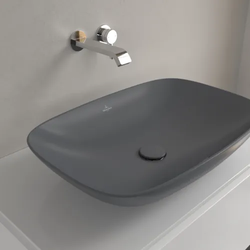 Bild von VILLEROY BOCH Loop & Friends Aufsatzwaschbecken, 620 x 420 x 120 mm, Graphite CeramicPlus, mit Überlauf #4A5000I4