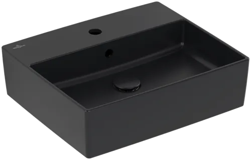 Bild von VILLEROY BOCH Memento 2.0 Aufsatzwaschbecken, 498 x 420 x 139 mm, Pure Black CeramicPlus, mit Überlauf #4A0750R7