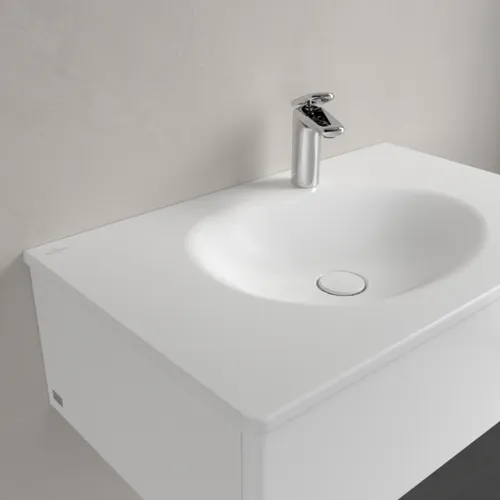Obrázek VILLEROY BOCH Umyvadlo na skříňku Antao, 800 x 500 x 150 mm, Stone White CeramicPlus, se skrytým přepadem #4A7584RW