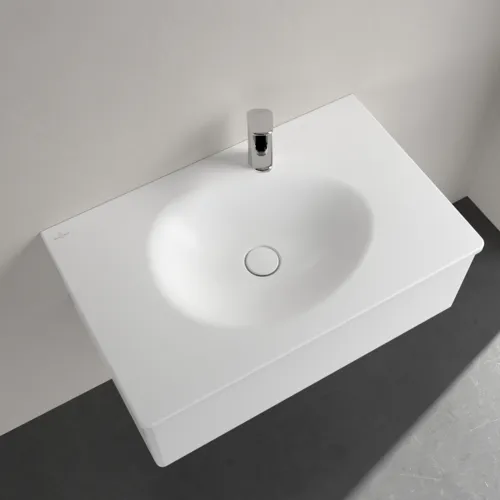 Obrázek VILLEROY BOCH Umyvadlo na skříňku Antao, 800 x 500 x 150 mm, Stone White CeramicPlus, se skrytým přepadem #4A7584RW