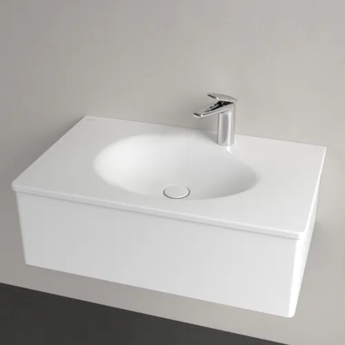 Obrázek VILLEROY BOCH Umyvadlo na skříňku Antao, 800 x 500 x 150 mm, Stone White CeramicPlus, se skrytým přepadem #4A7584RW