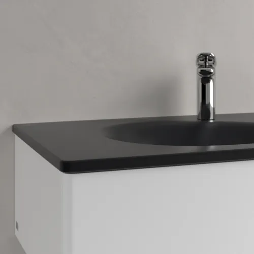 Obrázek VILLEROY BOCH Umyvadlo na skříňku Antao, 800 x 500 x 150 mm, Pure Black CeramicPlus, se skrytým přepadem #4A7584R7