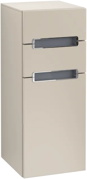Bild von VILLEROY BOCH Subway 2.0 Seitenschrank, 1 Tür, 2 Schubladen, 356 x 857 x 370 mm, Soft Grey / Glass White #A7121SVK