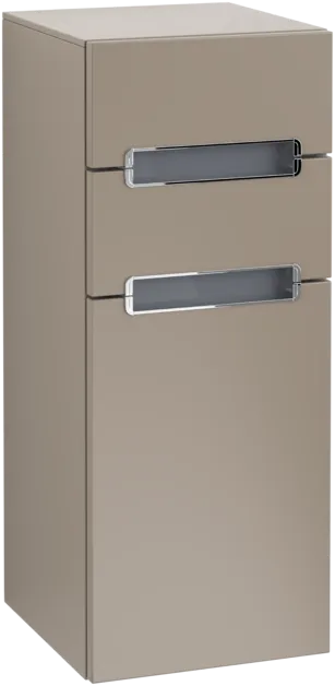 Bild von VILLEROY BOCH Subway 2.0 Seitenschrank, 1 Tür, 2 Schubladen, 356 x 857 x 370 mm, Truffle Grey / Glass White #A7121SVG