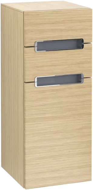 Bild von VILLEROY BOCH Subway 2.0 Seitenschrank, 1 Tür, 2 Schubladen, 356 x 857 x 370 mm, Nordic Oak / Glass White #A7121SVJ