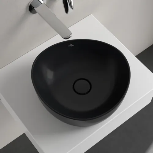 Obrázek VILLEROY BOCH Umyvadlo na desku Antao, 400 x 395 x 145 mm, Pure Black CeramicPlus, bez přepadu #4A7240R7