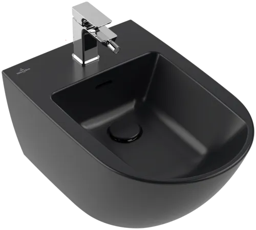 Bild von VILLEROY BOCH Antao Bidet, wandhängend, 375 x 560 mm, Pure Black CeramicPlus #541100R7