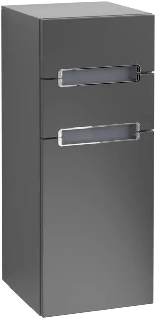 Bild von VILLEROY BOCH Subway 2.0 Seitenschrank, 1 Tür, 2 Schubladen, 356 x 857 x 370 mm, Black Matt Lacquer / Glass White #A7121SPD