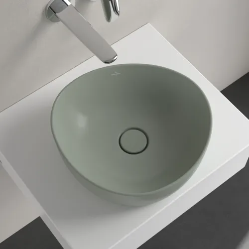 Picture of VILLEROY BOCH Antao Surface-mounted washbasin, 400 x 395 x 145 mm, Morning Green CeramicPlus, without overflow #4A7240R8