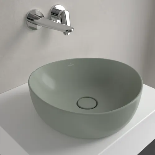 Picture of VILLEROY BOCH Antao Surface-mounted washbasin, 400 x 395 x 145 mm, Morning Green CeramicPlus, without overflow #4A7240R8