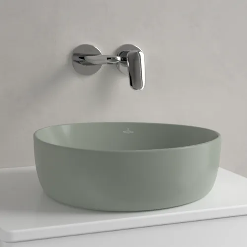 Picture of VILLEROY BOCH Antao Surface-mounted washbasin, 400 x 395 x 145 mm, Morning Green CeramicPlus, without overflow #4A7240R8