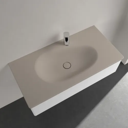 Obrázek VILLEROY BOCH Umyvadlo na skříňku Antao, 1000 x 500 x 150 mm, Almond CeramicPlus, se skrytým přepadem #4A76ABAM