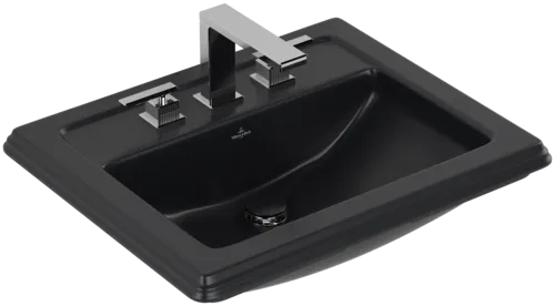 Bild von VILLEROY BOCH Hommage Einbauwaschbecken, 630 x 525 x 203 mm, Pure Black CeramicPlus, mit Überlauf, ungeschliffen #7102A1R7