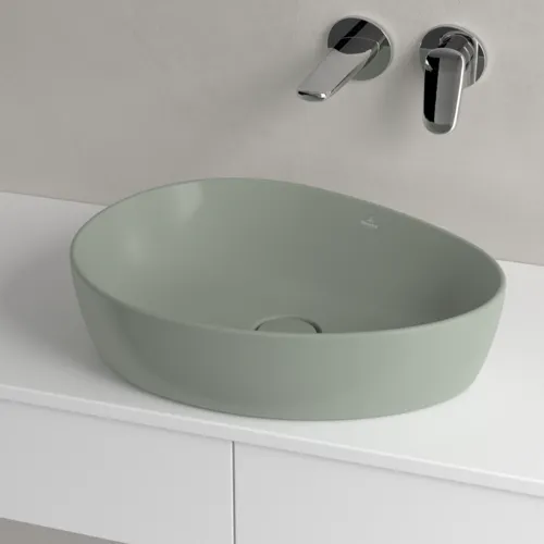 Picture of VILLEROY BOCH Antao Surface-mounted washbasin, 510 x 400 x 146 mm, Morning Green CeramicPlus, without overflow #4A7351R8