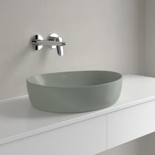 Picture of VILLEROY BOCH Antao Surface-mounted washbasin, 510 x 400 x 146 mm, Morning Green CeramicPlus, without overflow #4A7351R8