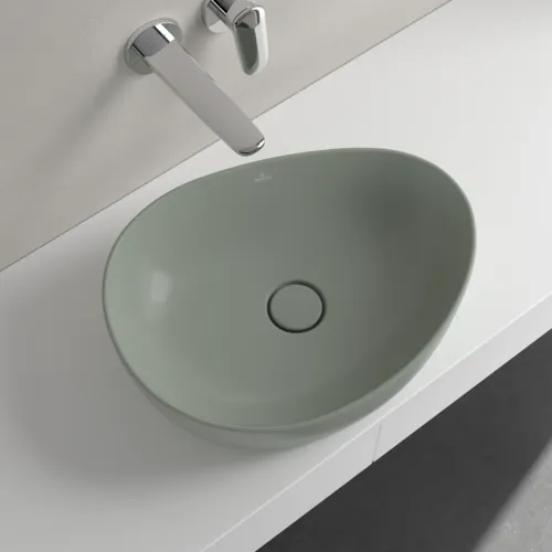 Picture of VILLEROY BOCH Antao Surface-mounted washbasin, 510 x 400 x 146 mm, Morning Green CeramicPlus, without overflow #4A7351R8