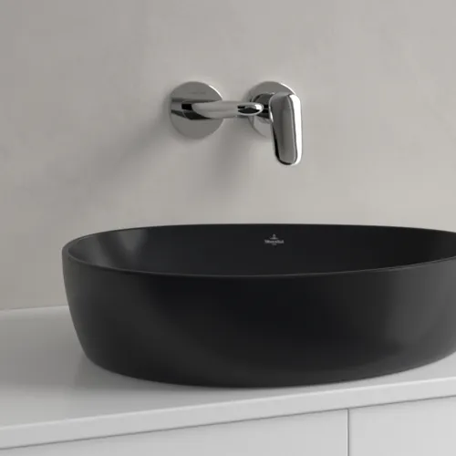 Picture of VILLEROY BOCH Antao Surface-mounted washbasin, 510 x 400 x 146 mm, Pure Black CeramicPlus, without overflow #4A7351R7