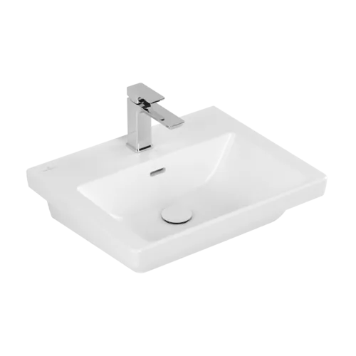 Bild von VILLEROY BOCH Subway 3.0 Waschbecken, 550 x 440 x 165 mm, Stone White CeramicPlus, mit Überlauf #4A7055RW