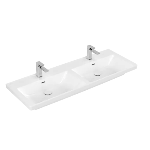 Bild von VILLEROY BOCH Subway 3.0 Schrank-Doppelwaschtisch, 1300 x 475 x 165 mm, Weiß Alpin, mit Überlauf #4A71D501