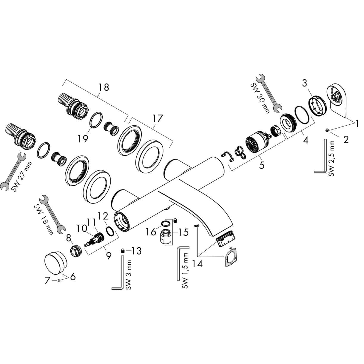 Bild von HANSGROHE Vivenis Single lever bath mixer for exposed installation Chrome 75420000