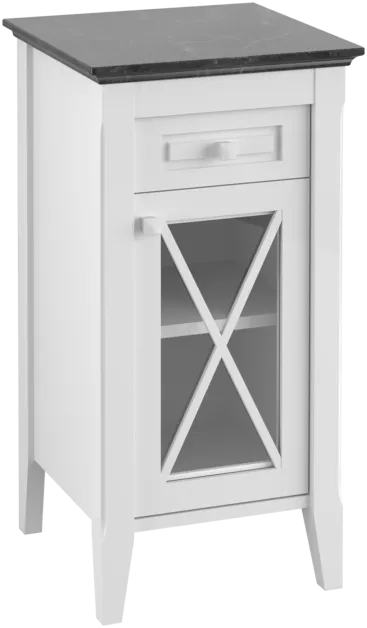 Bild von VILLEROY BOCH Hommage Seitenschrank, 1 Tür, 1 Schublade, 442 x 850 x 432 mm, White Matt Lacquer/Black Marble / White Matt Lacquer/Black Marble #89642101