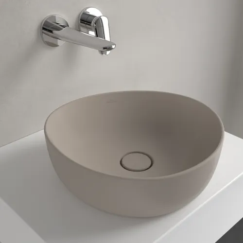 Picture of VILLEROY BOCH Antao Surface-mounted washbasin, 400 x 395 x 145 mm, Almond CeramicPlus, without overflow #4A7240AM