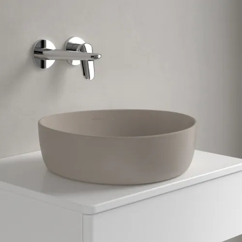 Picture of VILLEROY BOCH Antao Surface-mounted washbasin, 400 x 395 x 145 mm, Almond CeramicPlus, without overflow #4A7240AM