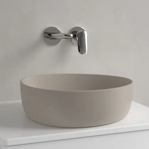 Picture of VILLEROY BOCH Antao Surface-mounted washbasin, 400 x 395 x 145 mm, Almond CeramicPlus, without overflow #4A7240AM