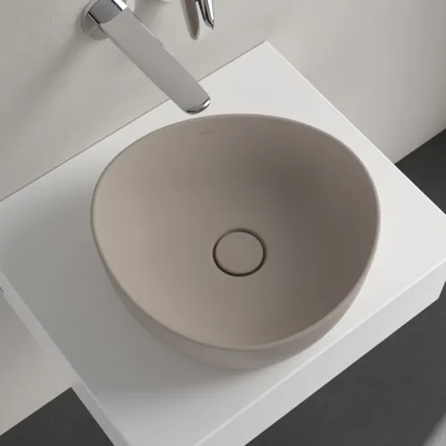 Picture of VILLEROY BOCH Antao Surface-mounted washbasin, 400 x 395 x 145 mm, Almond CeramicPlus, without overflow #4A7240AM
