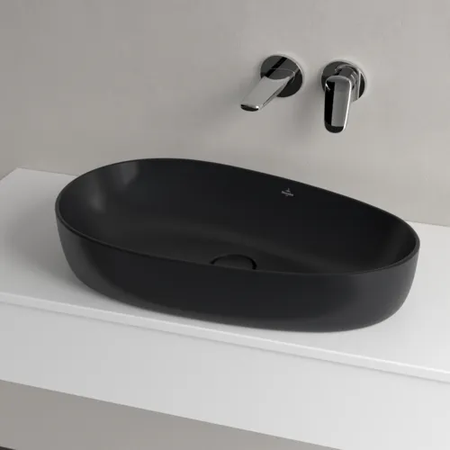 Obrázek VILLEROY BOCH Umyvadlo na desku Antao, 650 x 400 x 146 mm, Pure Black CeramicPlus, bez přepadu #4A7465R7