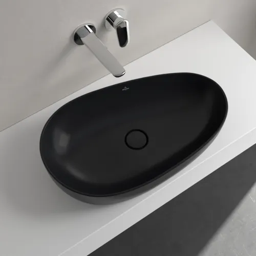 Obrázek VILLEROY BOCH Umyvadlo na desku Antao, 650 x 400 x 146 mm, Pure Black CeramicPlus, bez přepadu #4A7465R7