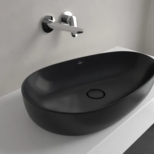Obrázek VILLEROY BOCH Umyvadlo na desku Antao, 650 x 400 x 146 mm, Pure Black CeramicPlus, bez přepadu #4A7465R7