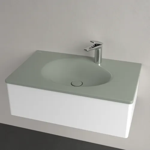 Picture of VILLEROY BOCH Antao Vanity washbasin, 800 x 500 x 150 mm, Morning Green CeramicPlus, without overflow #4A7581R8