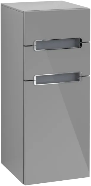 Bild von VILLEROY BOCH Subway 2.0 Seitenschrank, 1 Tür, 2 Schubladen, 356 x 857 x 370 mm, Glossy Grey / Glass White #A7121SFP