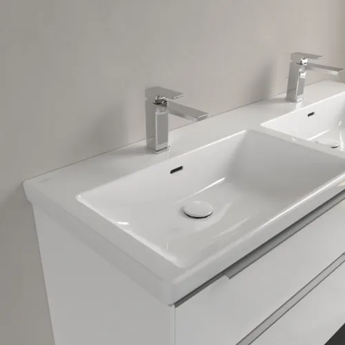 Bild von VILLEROY BOCH Subway 3.0 Schrank-Doppelwaschtisch, 1300 x 475 x 165 mm, Weiß Alpin CeramicPlus, mit Überlauf #4A71D5R1
