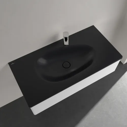 Bild von VILLEROY BOCH Antao Schrankwaschtisch, 1000 x 500 x 150 mm, Pure Black CeramicPlus, mit verdecktem Überlauf #4A76ABR7