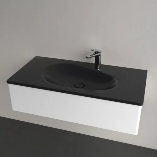 Bild von VILLEROY BOCH Antao Schrankwaschtisch, 1000 x 500 x 150 mm, Pure Black CeramicPlus, mit verdecktem Überlauf #4A76ABR7